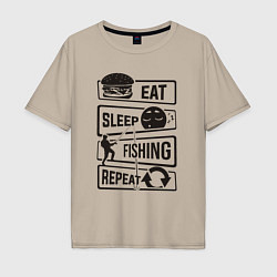 Мужская футболка оверсайз Eat sleep fishing repeat