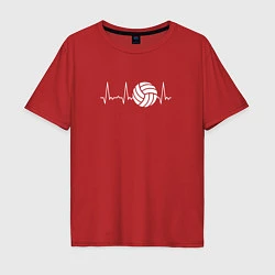 Футболка оверсайз мужская Сердце волейболиста, цвет: красный