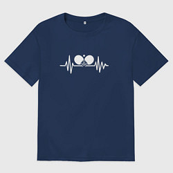 Футболка оверсайз мужская Пинг-понг в сердце, цвет: тёмно-синий
