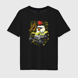 Мужская футболка оверсайз Chicken Gun: цыпленок на квадроцикле