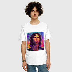 Футболка оверсайз мужская Jim Morrison Strange colors Art, цвет: белый — фото 2