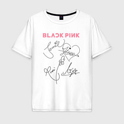 Футболка оверсайз мужская Blackpink автограф, цвет: белый