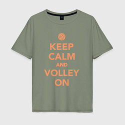 Футболка оверсайз мужская Keep calm and volley on, цвет: авокадо