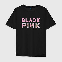 Футболка оверсайз мужская Blackpink logo Jisoo Lisa Jennie Rose, цвет: черный