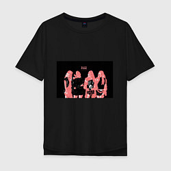 Мужская футболка оверсайз Группа BLACKPINK в ярко-розовых тонах