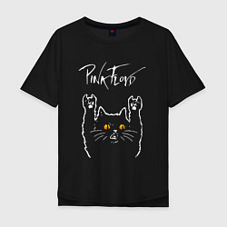 Мужская футболка оверсайз Pink Floyd rock cat