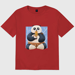 Футболка оверсайз мужская Kung Fu Panda ест рамен, цвет: красный