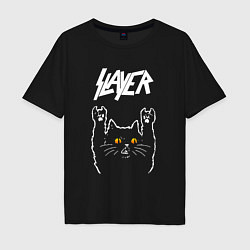 Мужская футболка оверсайз Slayer rock cat