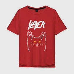 Футболка оверсайз мужская Slayer rock cat, цвет: красный