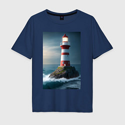 Мужская футболка оверсайз Маяк в море