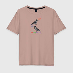 Футболка оверсайз мужская Ворона накаркала, цвет: пыльно-розовый
