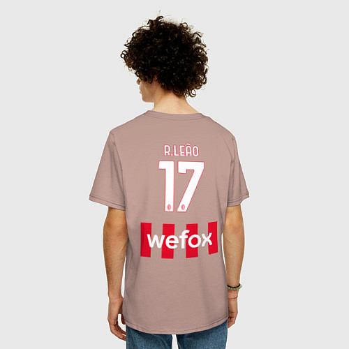 Мужская футболка оверсайз Рафаэль Леао ФК Милан форма 2223 домашняя / Пыльно-розовый – фото 4