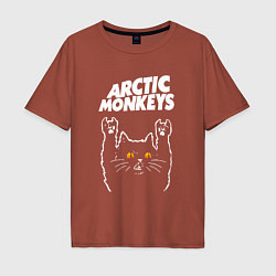 Футболка оверсайз мужская Arctic Monkeys rock cat, цвет: кирпичный