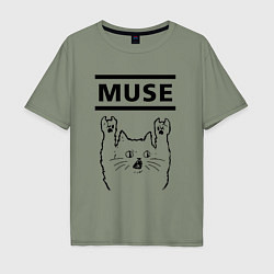 Мужская футболка оверсайз Muse - rock cat