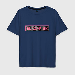 Мужская футболка оверсайз Логотип Black Pink и силуэты участниц