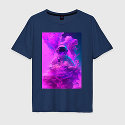 Мужская футболка оверсайз Астронавт в цветном космическом тумане