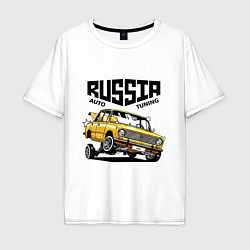 Футболка оверсайз мужская Russia tuning car, цвет: белый