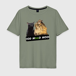 Мужская футболка оверсайз Черный и рыжий кот - Mood