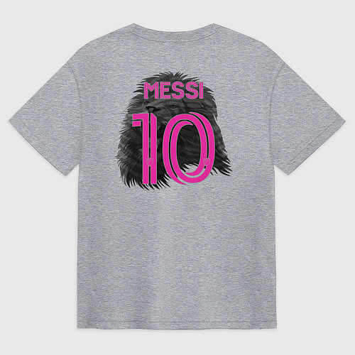 Мужская футболка оверсайз Лионель Месси Интер Майами 10 / Меланж – фото 2