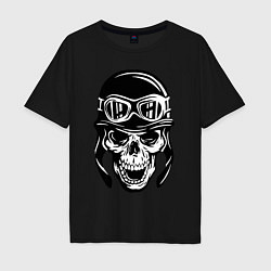 Мужская футболка оверсайз Skull biker helmet