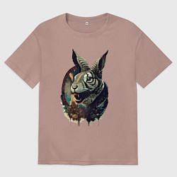 Мужская футболка оверсайз Свирепый зайчара - нейросеть