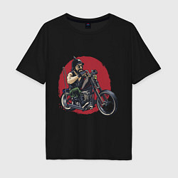 Футболка оверсайз мужская Biker red sun, цвет: черный