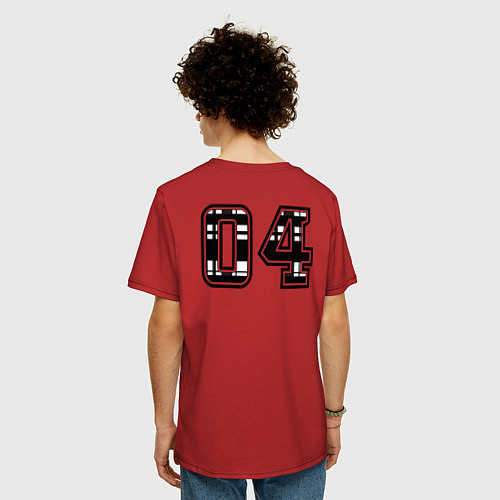 Мужская футболка оверсайз Год рождения номер регион 04 / Красный – фото 4