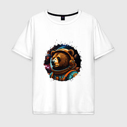 Мужская футболка оверсайз Медведь космонавт