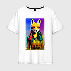 Футболка оверсайз мужская Fox girl - fashionista - pop art, цвет: белый