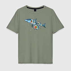 Футболка оверсайз мужская Суши акула, цвет: авокадо