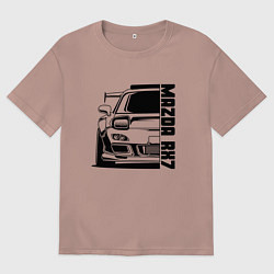 Футболка оверсайз мужская Mazda RX7, цвет: пыльно-розовый