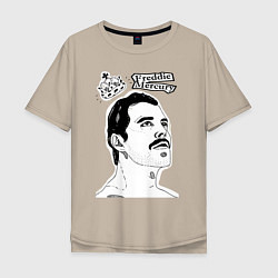 Футболка оверсайз мужская Freddie Mercury head, цвет: миндальный