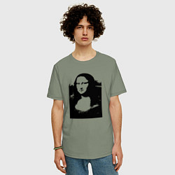 Футболка оверсайз мужская Mona Lisa in black white, цвет: авокадо — фото 2