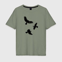 Мужская футболка оверсайз Птицы черные вороны
