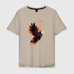 Футболка оверсайз мужская Орел парящая птица абстракция, цвет: миндальный