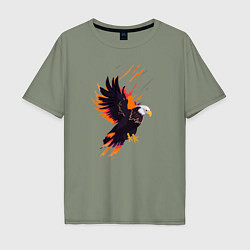 Мужская футболка оверсайз Орел парящая птица абстракция