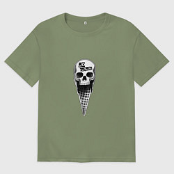 Мужская футболка оверсайз Панк рок мороженное череп