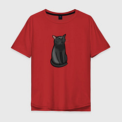 Мужская футболка оверсайз Кот с пустым взглядом - мем