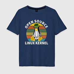Футболка оверсайз мужская Пингвин ядро линукс, цвет: тёмно-синий