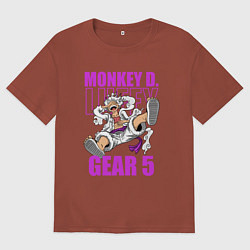 Футболка оверсайз мужская Луффи - гир 5, цвет: кирпичный