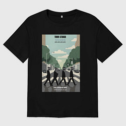 Мужская футболка оверсайз Skibidi toilet Beatles cameramen