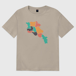 Футболка оверсайз мужская Области Армении, цвет: миндальный