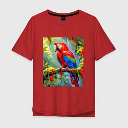 Футболка оверсайз мужская Яркий красный ара, цвет: красный