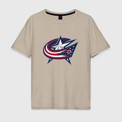 Мужская футболка оверсайз Columbus blue jackets - hockey team - emblem