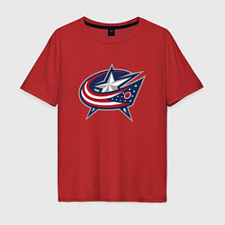 Мужская футболка оверсайз Columbus blue jackets - hockey team - emblem