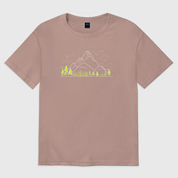 Футболка оверсайз мужская Горы да лес, цвет: пыльно-розовый