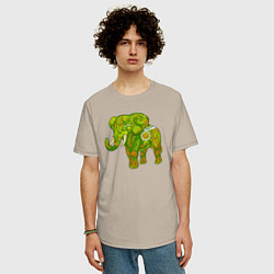 Футболка оверсайз мужская Зелёный слон, цвет: миндальный — фото 2