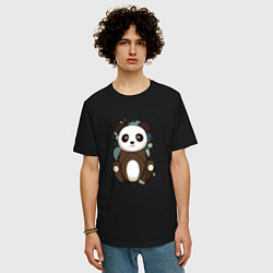 Футболка оверсайз мужская Странная панда, цвет: черный — фото 2