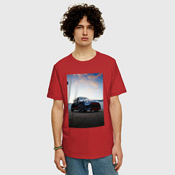Футболка оверсайз мужская Авто на фоне неба, цвет: красный — фото 2