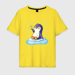 Мужская футболка оверсайз Пингвин на льдине
